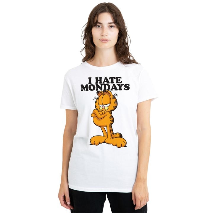 Garfield Women's White I Hate Mondays T Shirt in Size XL, Sports Direct