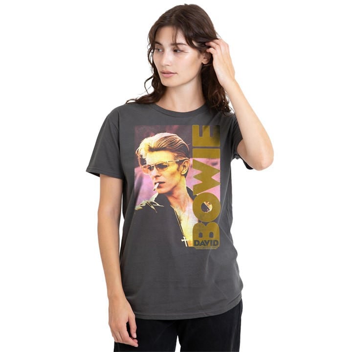 David Bowie Women's Grey Sticker & Shirt Smallokin T Sh, Sports Direct