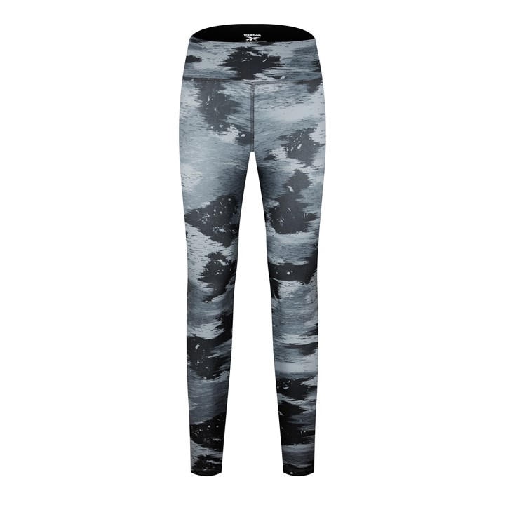 Reebok Women's Black Workout Ready Camo Print Gym Legging in Size 4, Sports Direct