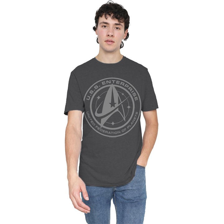 Star Trek Men's Grey Discovery Enterprise Crest T-Shirt Char in Size 2XL, Sports Direct