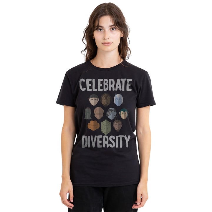 Star Trek Women's Black The Celebrate Diversity T Shirt in Size M, Sports Direct