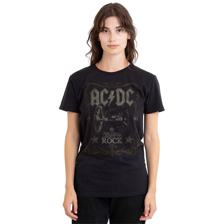 Acdc Women's Black Ac Dc Rock Label T Shirt, Sports Direct