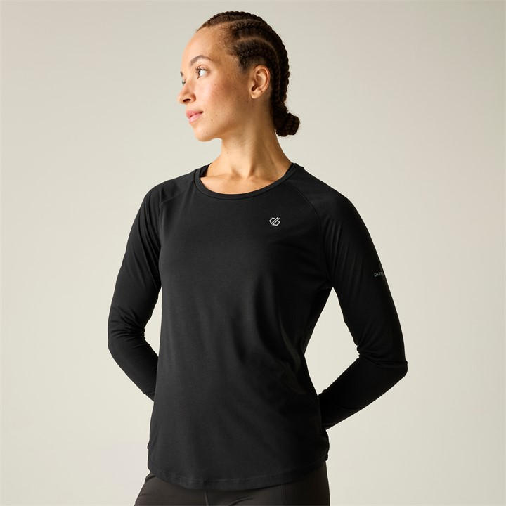Dare 2B Women's Jet Black Nimble Long Sleeve Running T-Shirt In | Size: 12 - Image 3