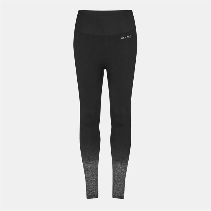 Usa Pro Women's Black Seamless Ombre Leggings in Size 14, Sports Direct