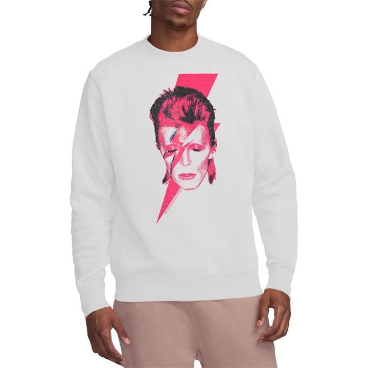 David Bowie Men's White Aladdin Sane Crew Sweatshirt in Size 2XL, Sports Direct