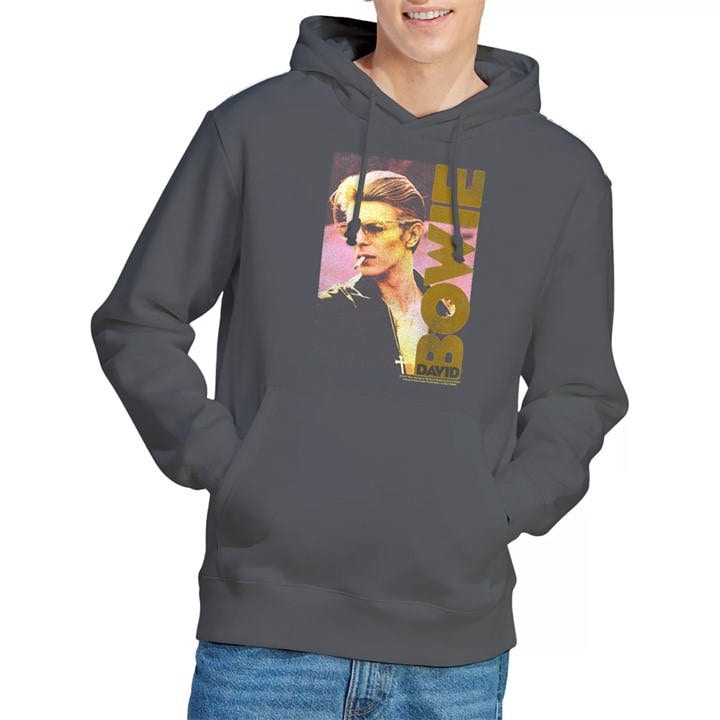 David Bowie Men's Grey Smallokin Hoodie Charcoal in Size 2XL, Sports Direct