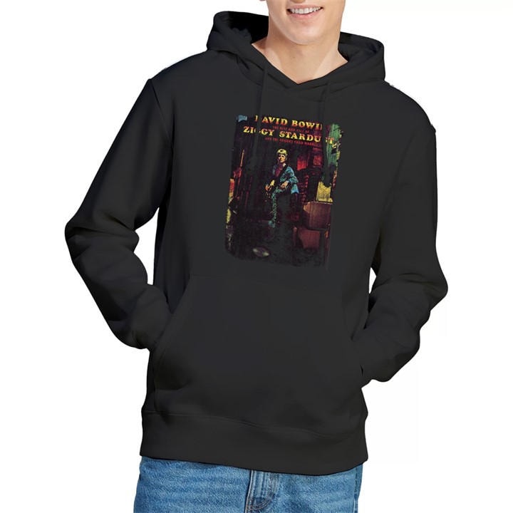David Bowie Men's Black Ziggy Stardust Album Hoodie in Size M, Sports Direct