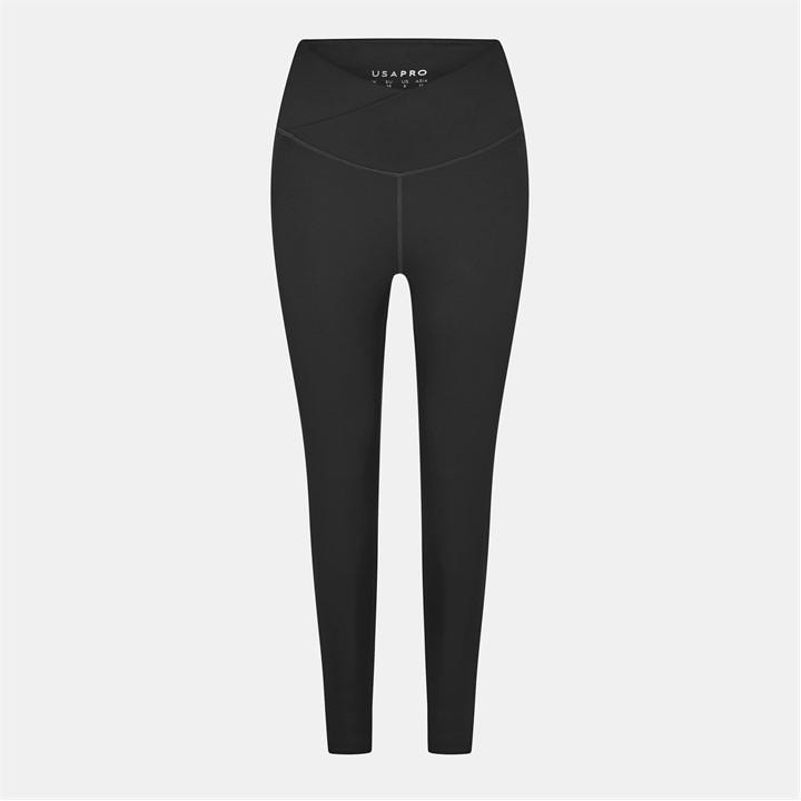 Usa Pro Women's Black Wrap Legging in Size 8, Sports Direct