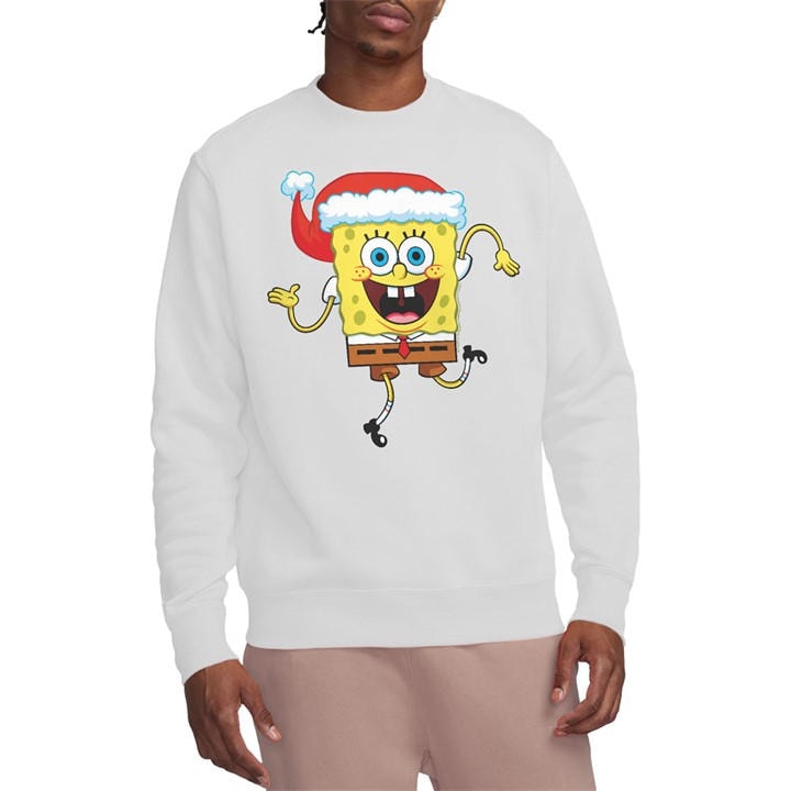 Spongebob Men's White Squarepants Christmas Santa Hat Crew Swe in Size 2XL, Sports Direct