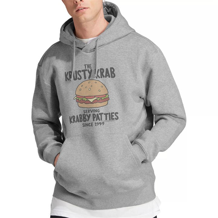 Spongebob Men's Grey Krabby Patties Hoodie Athletic Heather in Size L, Sports Direct