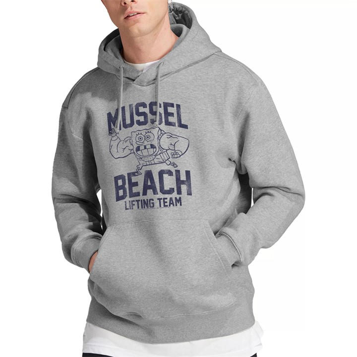 Spongebob Men' Grey Mussle Beach Lifting Team Hoodie Athlet in Size S, Sports Direct