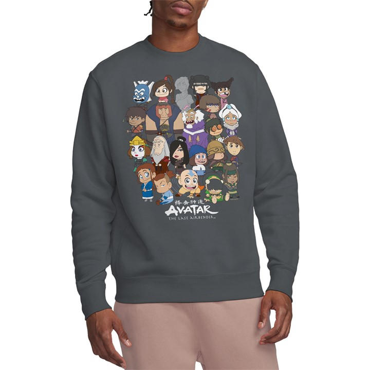 Nickelodeon Men's Grey Avatar The Last Airbender Chibi Group Crew Sweatsh in Size XL, Sports Direct