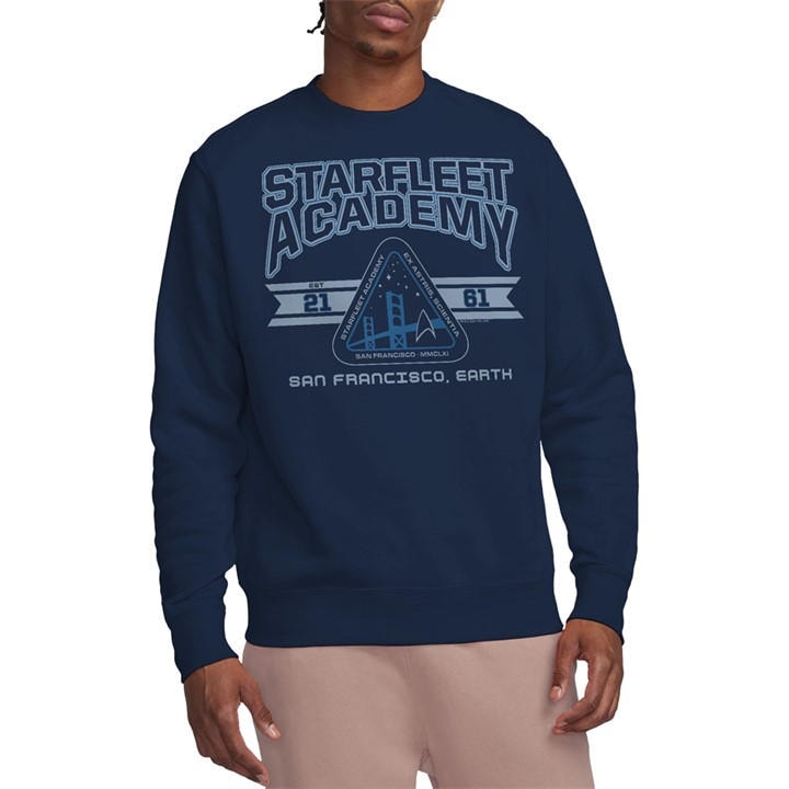 Star Trek Men's Blue Starfleet Academy Earth Sweatshirt Navy in Size L, Sports Direct