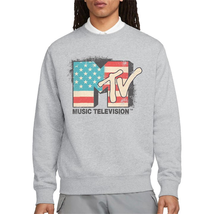 Men's Grey Other Mtv American Logo Crew Sweatshirt Athletic Heathe in Size 2XL, Sports Direct