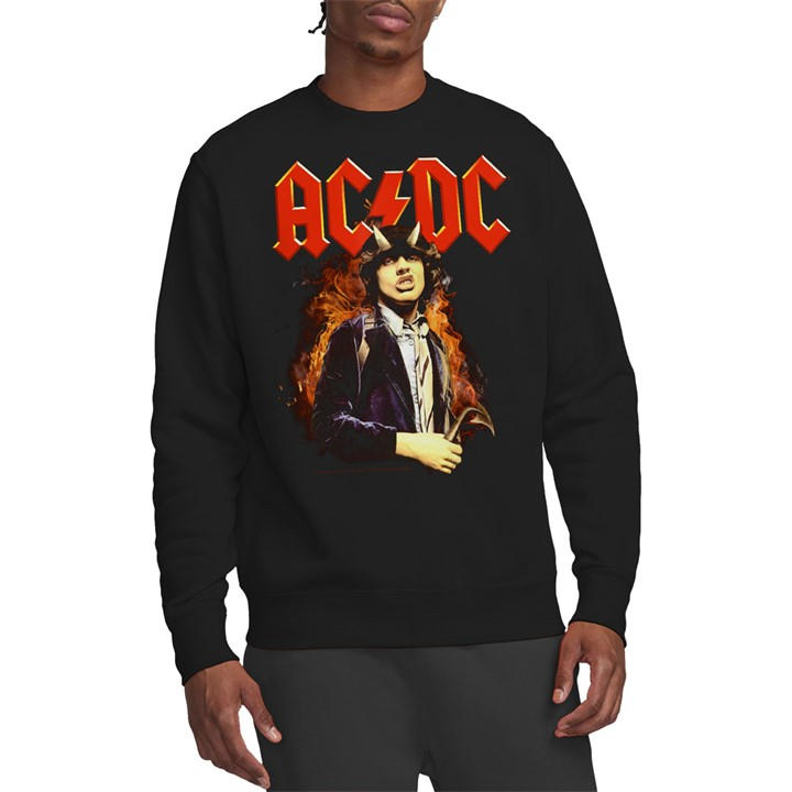 Acdc Men's Black Ac Dc Fire And Horns Crew Sweatshirt in Size 2XL, Sports Direct