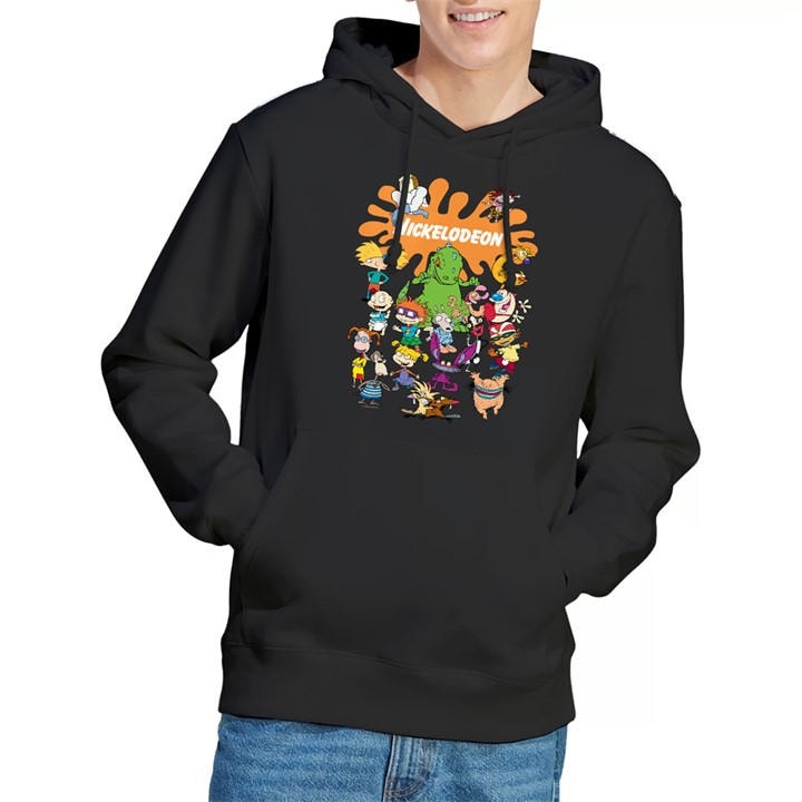 Nickelodeon Men' Black Brand Nick Splat Group Hoodie in Size S, Sports Direct