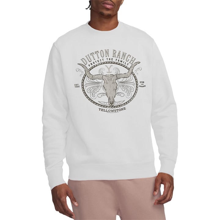 Men's White Other Yellowstone Dutton Ranch Crew Sweatshirt in Size XL, Sports Direct