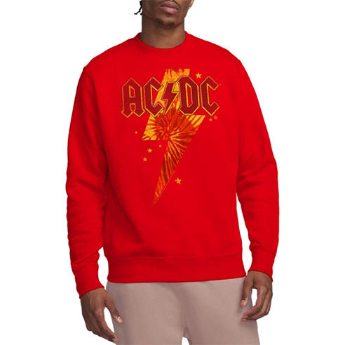 ACDC - AC DC Tie Dye Bolt Crew Sweatshirt Red