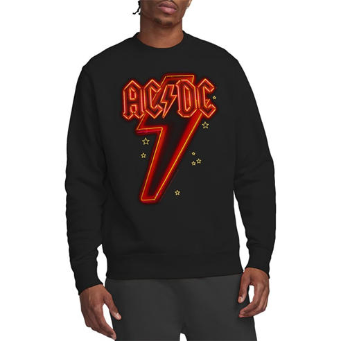 ACDC - AC DC Neon Bolt Crew Sweatshirt Black