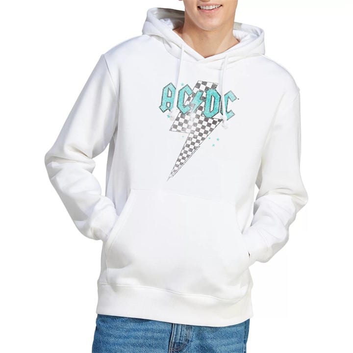 Acdc Men's White Ac Dc Skewed Checkerboard Bolt Hoodie in Size XL, Sports Direct