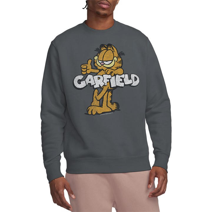 Garfield Men's Grey Retro Garf Crew Sweatshirt Charcoal in Size XL, Sports Direct