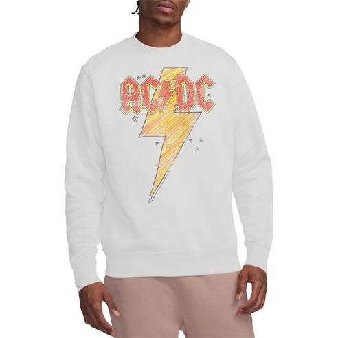 ACDC - AC DC Sketch Bolt Crew Sweatshirt White