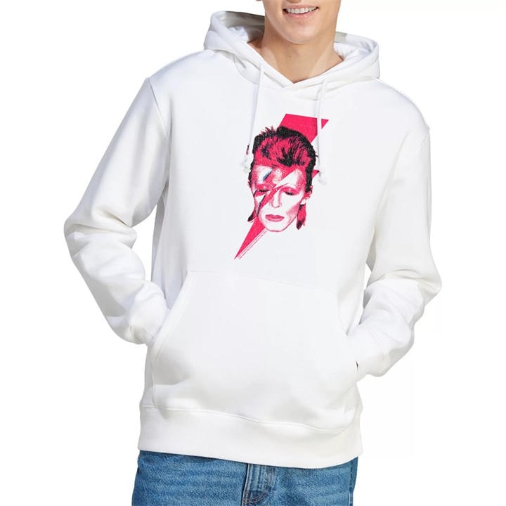 David Bowie Men' White Aladdin Sane Hoodie in Size S, Sports Direct