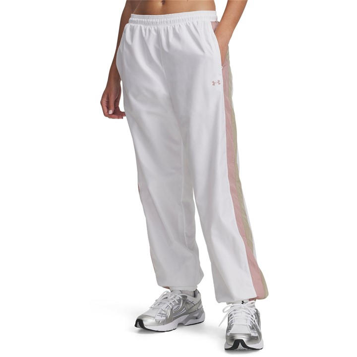 Under Armour Women's White Icon Crinkle Tracksuit Bottoms in Size 12, Sports Direct