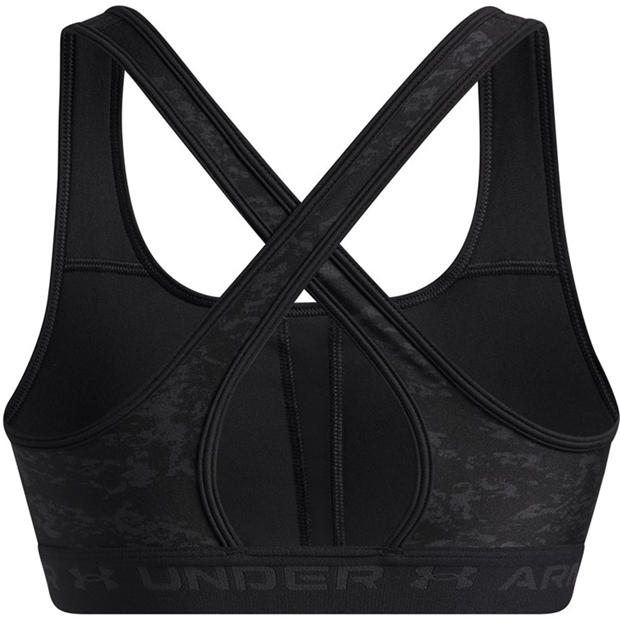 Black - Under Armour - Women's Crossback Mid Print Medium Impact Sports Bra