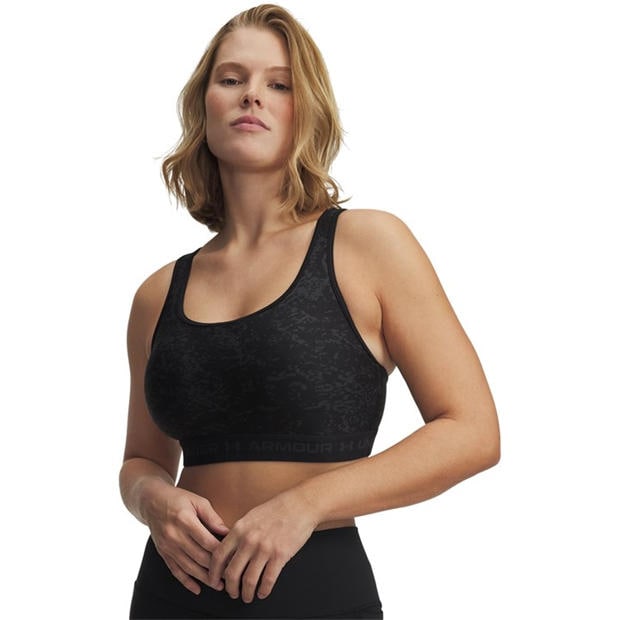 Black - Under Armour - Women's Crossback Mid Print Medium Impact Sports Bra