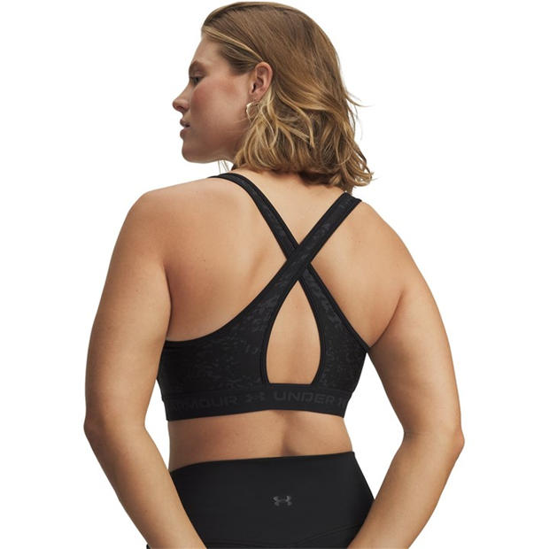 Black - Under Armour - Women's Crossback Mid Print Medium Impact Sports Bra