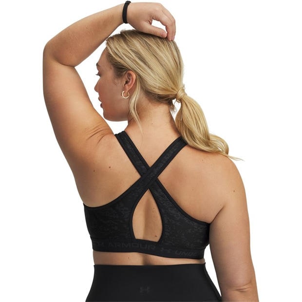 Black - Under Armour - Women's Crossback Mid Print Medium Impact Sports Bra