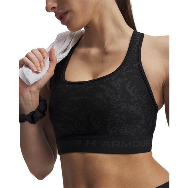 Black - Under Armour - Women's Crossback Mid Print Medium Impact Sports Bra