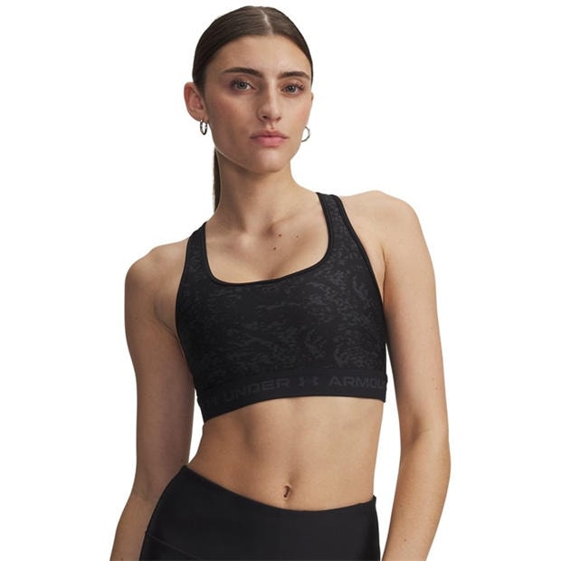 Black - Under Armour - Women's Crossback Mid Print Medium Impact Sports Bra