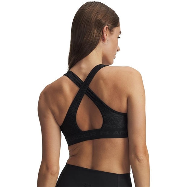 Black - Under Armour - Women's Crossback Mid Print Medium Impact Sports Bra