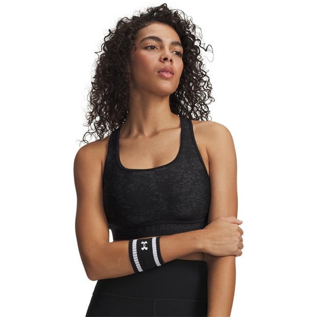 Black - Under Armour - Women's Crossback Mid Print Medium Impact Sports Bra