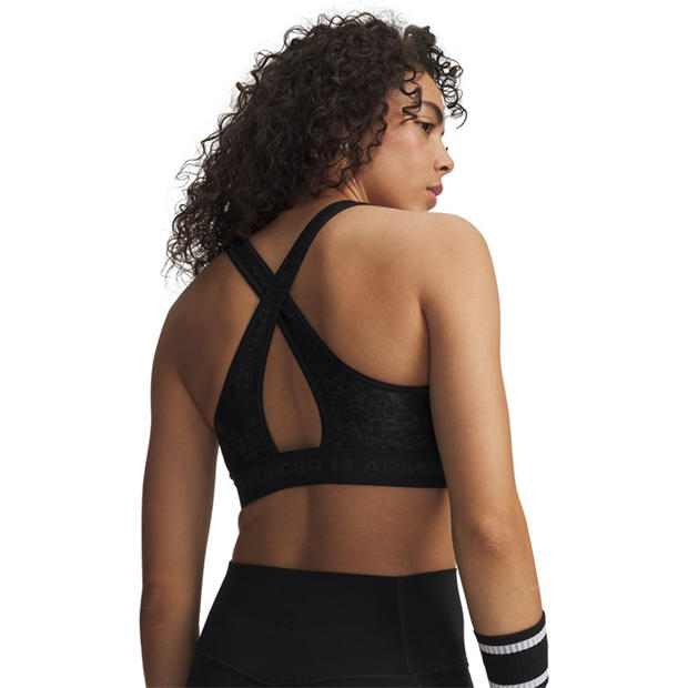 Black - Under Armour - Women's Crossback Mid Print Medium Impact Sports Bra