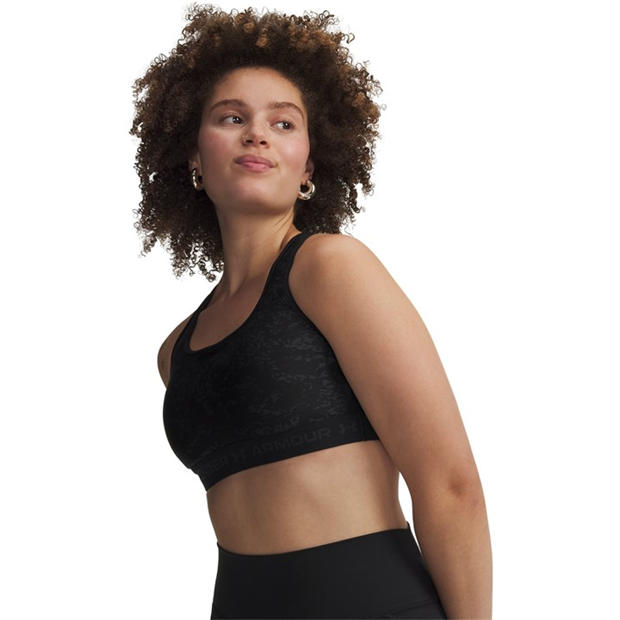 Black - Under Armour - Women's Crossback Mid Print Medium Impact Sports Bra