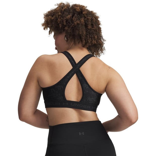 Black - Under Armour - Women's Crossback Mid Print Medium Impact Sports Bra