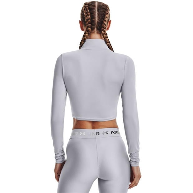 Gray - Under Armour - Women's Shine Crop 1/4 Zip Fleece Top
