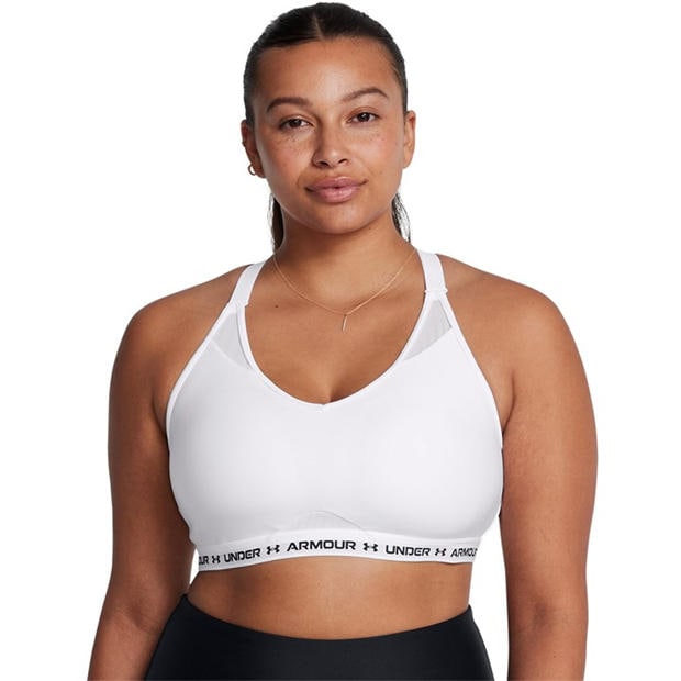 White - Under Armour - Women's Crossback Non-Wired Low Impact Sports Bra
