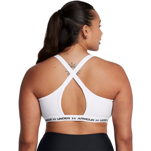 White - Under Armour - Women's Crossback Non-Wired Low Impact Sports Bra