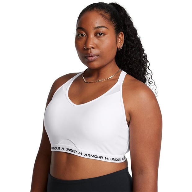 White - Under Armour - Women's Crossback Non-Wired Low Impact Sports Bra