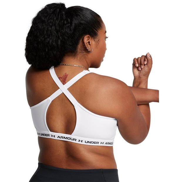 White - Under Armour - Women's Crossback Non-Wired Low Impact Sports Bra