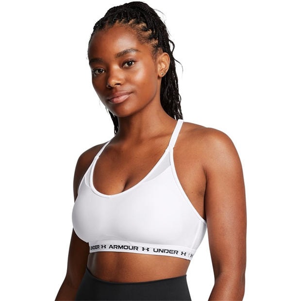 White - Under Armour - Women's Crossback Non-Wired Low Impact Sports Bra