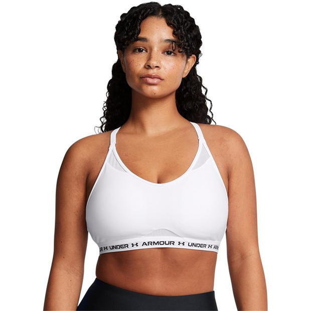 White - Under Armour - Women's Crossback Non-Wired Low Impact Sports Bra