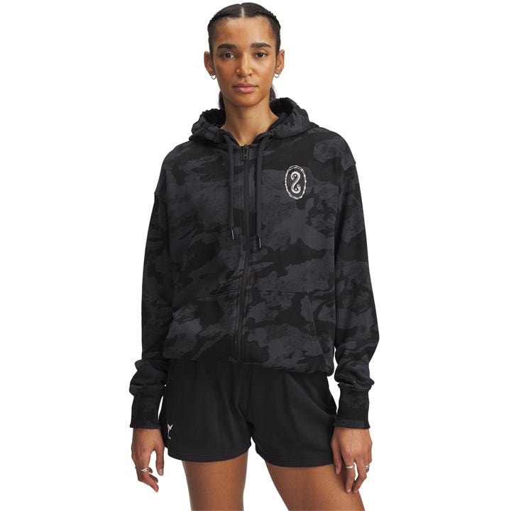 Under Armour Women's Black Project Rock Terry Full Zip Performance Hoodie in Size 14, Sports Direct