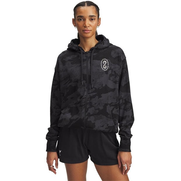 Black - Under Armour - Women's Project Rock Terry Full Zip Performance Hoodie