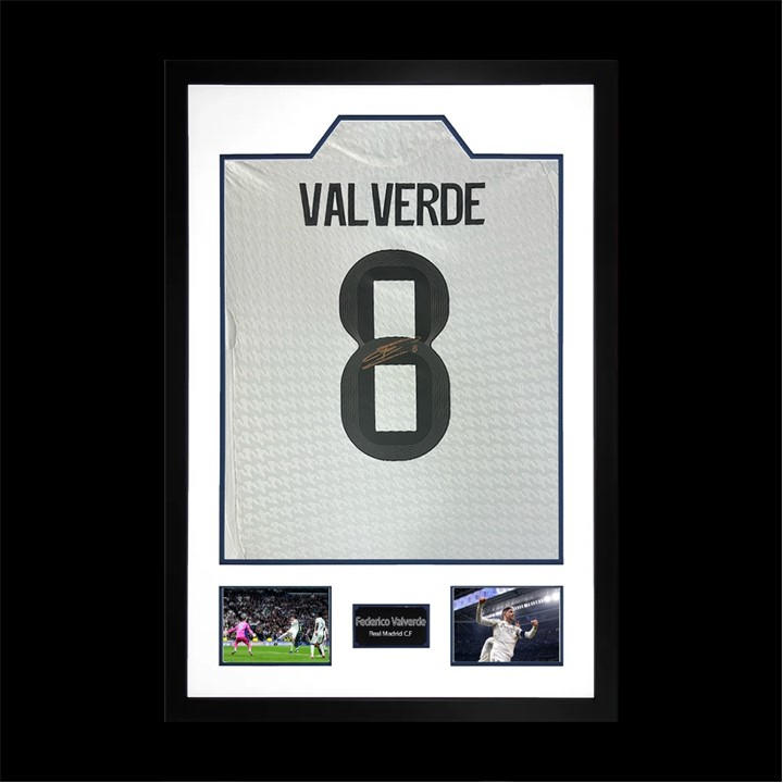 Real Madrid    Federico Valverde Signed  Premium Frame, Football by The Fan Cave in Size 850x600mm, Sports Direct