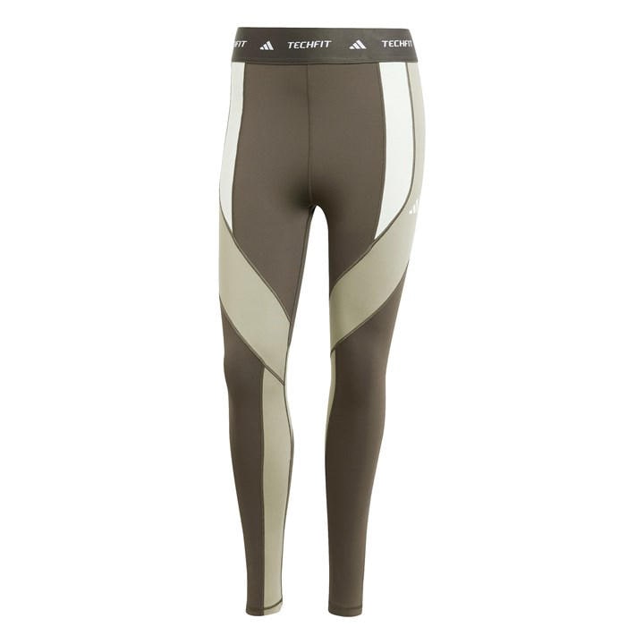 Adidas Women' Green Techfit 7/8 Colourblock Leggings in Size S, Sports Direct